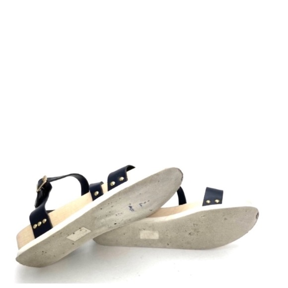 FREE People Leather Ankle Lace Straps Wood Sole Sandal in Black Size 8 - Picture 10 of 10